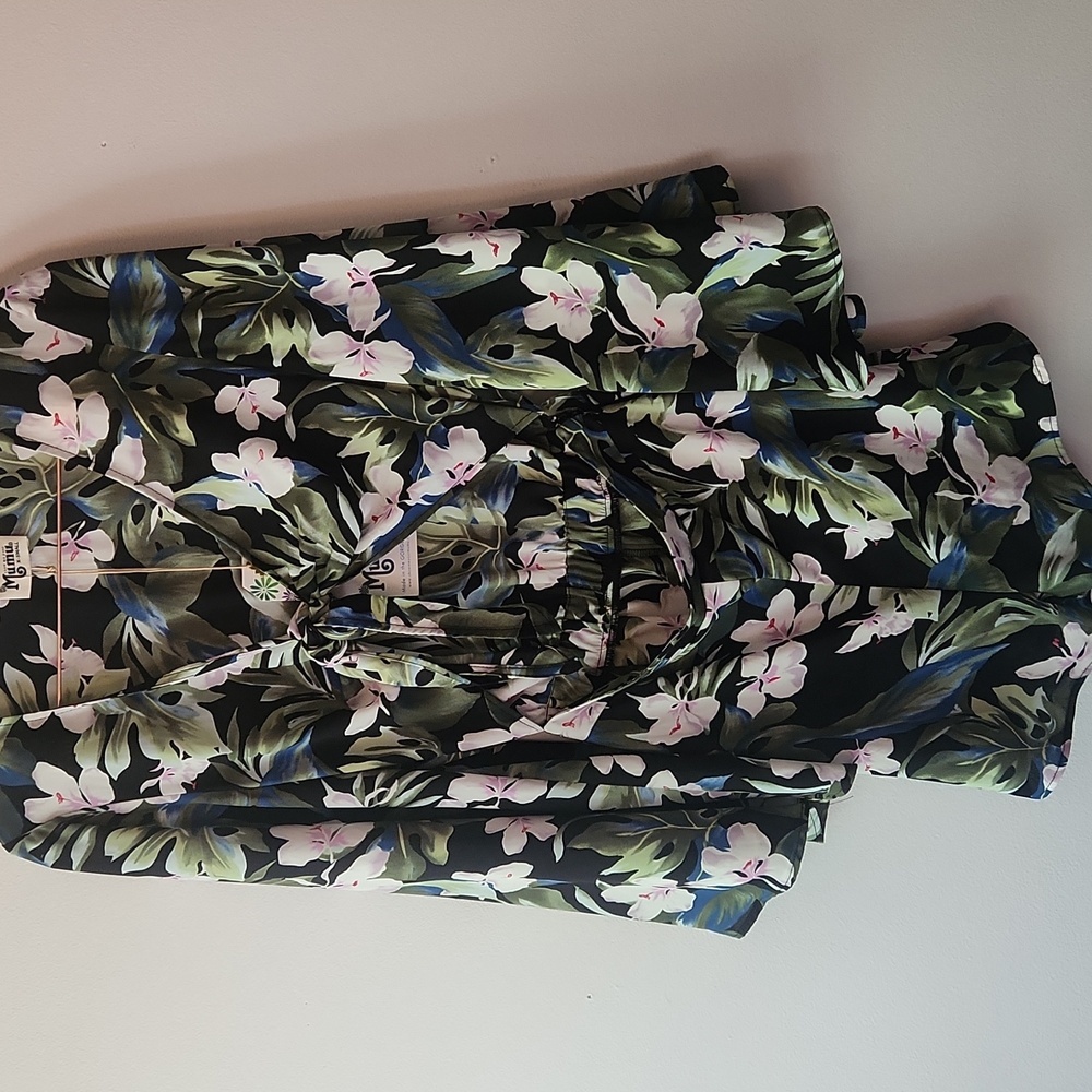 NWT Show Me Your Mumu Charleston Black Tropical Tie Front Long Sleeve Romper, XS - Picture 2 of 11